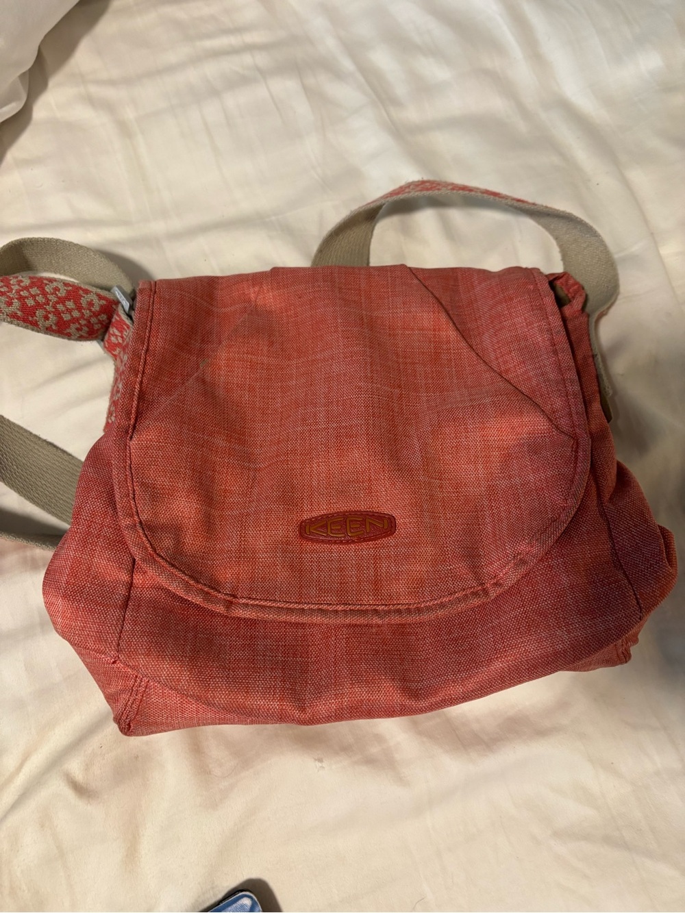 KEEN coral red crossbody bag with flap